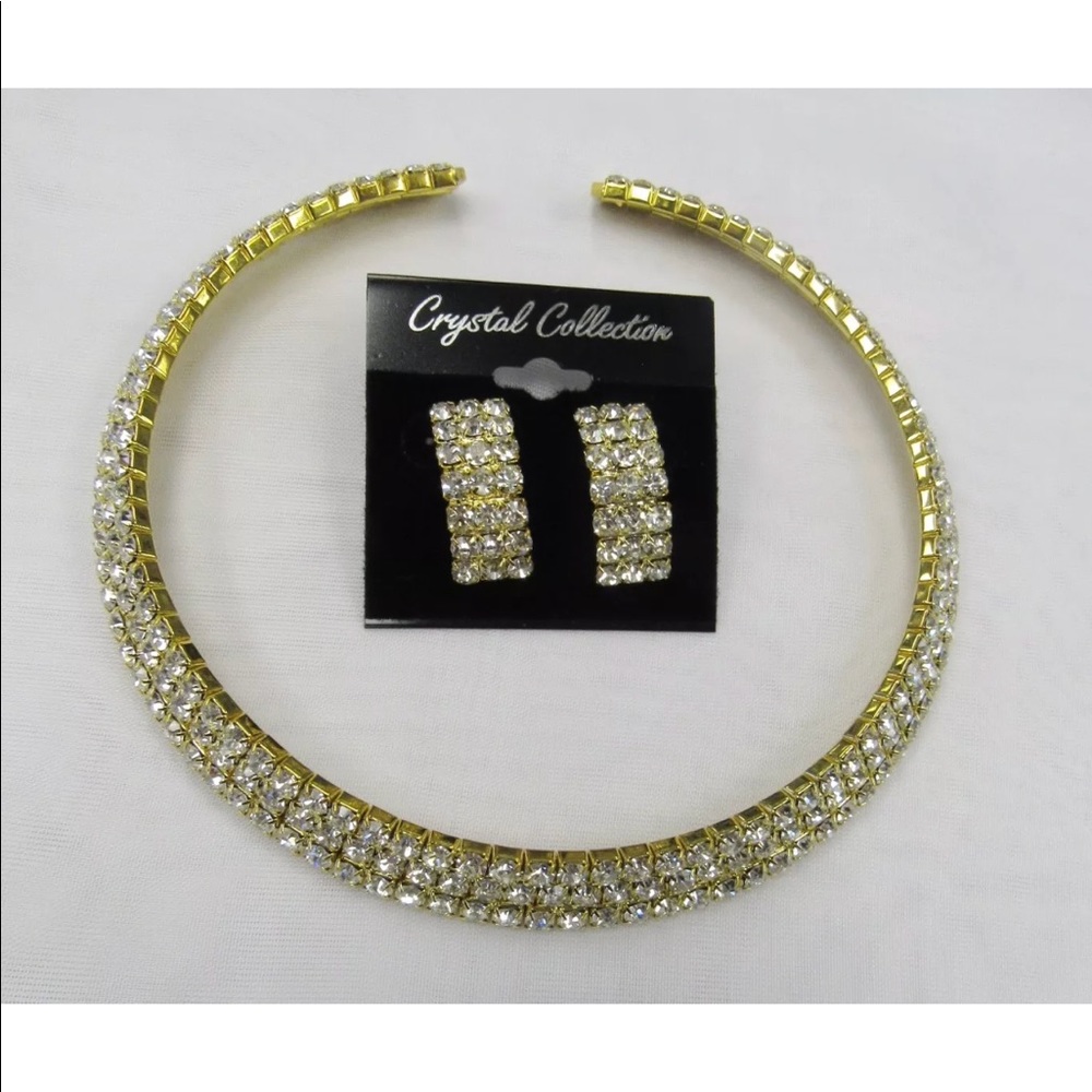 ✨💕Crystal✨💕Gold-tone Rhinestone Jewelry set